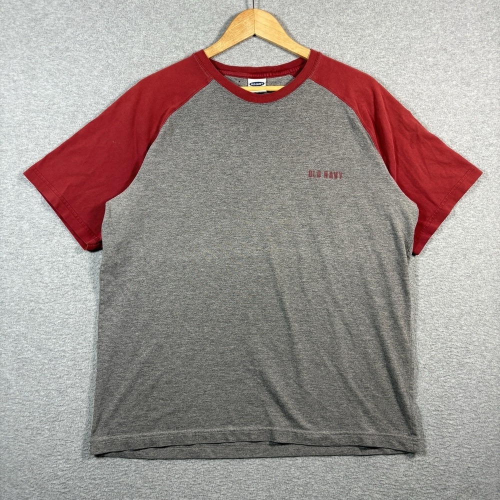 Old Navy Raglan T Shirt Mens XL Gray Red Baseball Tee Y2K Vintage Skater
